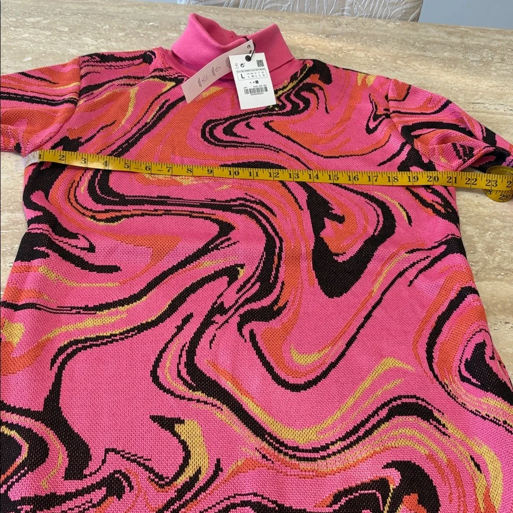 NWT Beautiful Zara Turtleneck pink, orange, black & lime green sweater dress. - Picture 6 of 11